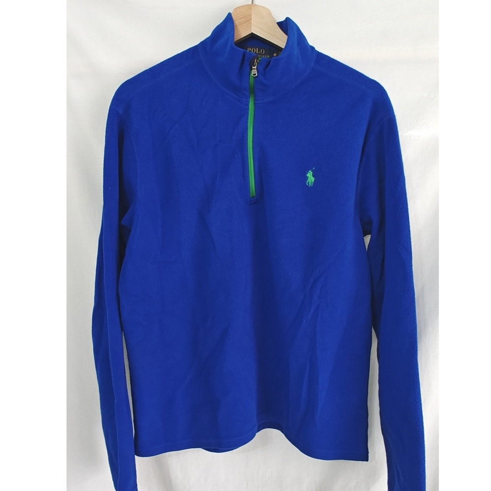 Polo Ralph Lauren Performance Pullover Quarter Zip Fleece Blue Green Medium
